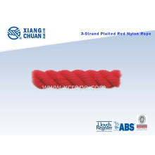 Cuerda de nylon rojo trenzado 3 filamentos